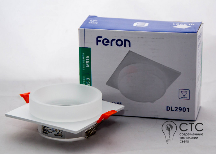 Вбудований світильник Feron DL2901 MR16 G5.3 квадрат білий матовий