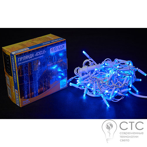 Гирлянда внешняя Delux ICICLE 75 LED синий/белый 2х0,7м