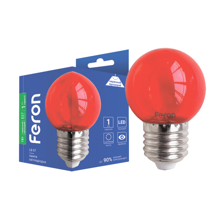 Світлодіодна лампа Feron LB-37 1W E27 червона прозора