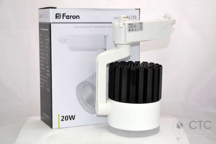 Світлодіодний трековий світильник Feron AL119 20W 4000K білий