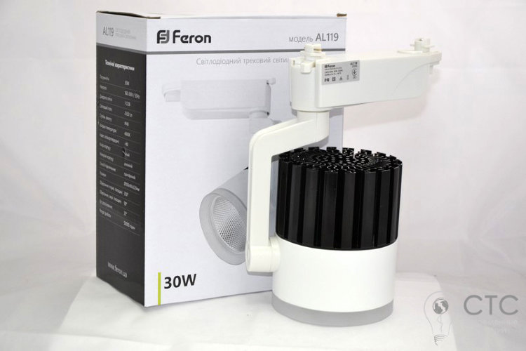 Світлодіодний трековий світильник Feron AL119 30W 4000K білий