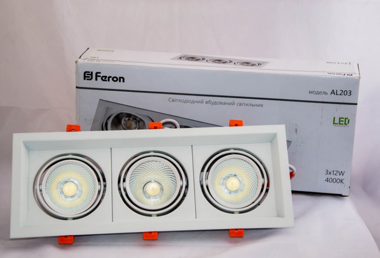 Светодиодный карданный светильник Feron AL203 12W 3xCOB 4000K