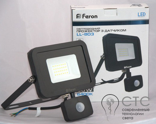 Светодиодный прожектор с датчиком движения Feron LL-803 30W 